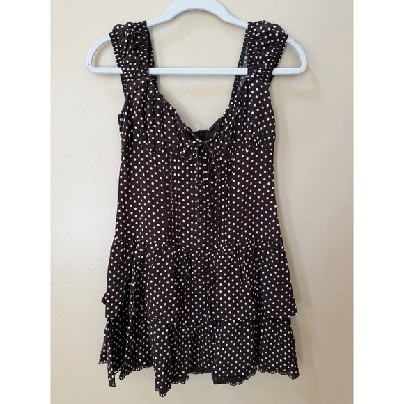 wild fable Dresses & Skirts - Wild Fable Women's Brown Polka Dots Cap Sleeve Mini A-Line Dress Size XXS NWT